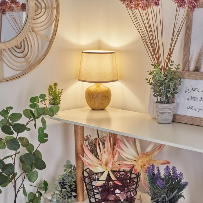 Hofstein Stampa Tischleuchte Braun, Holzoptik, 1-flammig 9 Hofstein Stampa Tischleuchte Braun, Holzoptik, 1-flammig – Bild 7