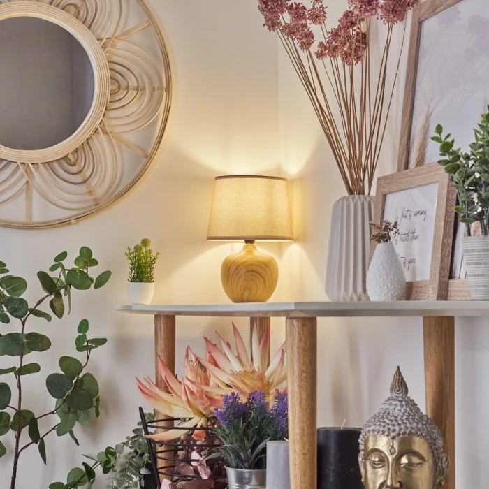 Hofstein Stampa Tischleuchte Braun, Holzoptik, 1-flammig 11 Hofstein Stampa Tischleuchte Braun, Holzoptik, 1-flammig – Bild 9