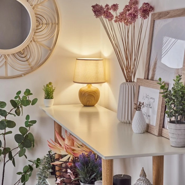 Hofstein Stampa Tischleuchte Braun, Holzoptik, 1-flammig 12 Hofstein Stampa Tischleuchte Braun, Holzoptik, 1-flammig – Bild 10