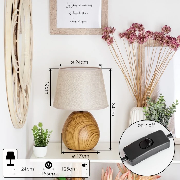 Hofstein Stampa Tischleuchte Braun, Holzoptik, 1-flammig 6 Hofstein Stampa Tischleuchte Braun, Holzoptik, 1-flammig – Bild 4