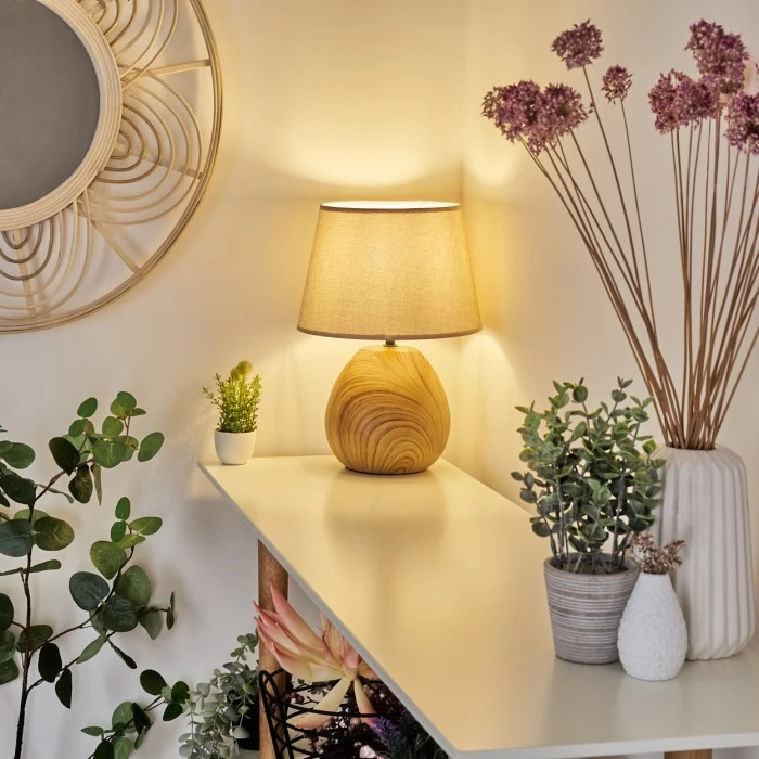 Hofstein Stampa Tischleuchte Braun, Holzoptik, 1-flammig 11 Hofstein Stampa Tischleuchte Braun, Holzoptik, 1-flammig – Bild 9