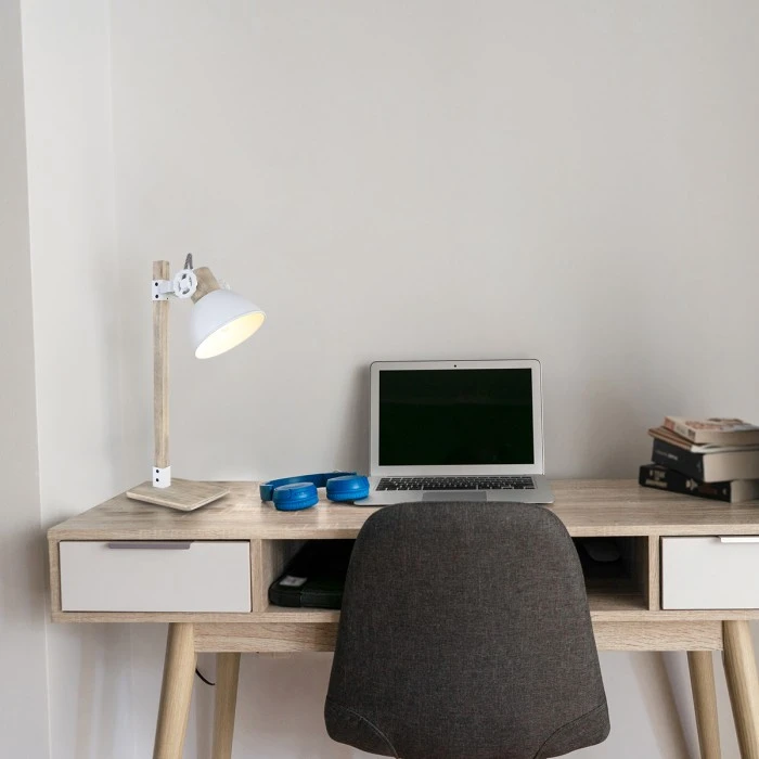 Steinhauer Gearwood Tischleuchte Weiß, Holz dunkel, 1-flammig 3 Steinhauer Gearwood Tischleuchte Weiß, Holz dunkel, 1-flammig