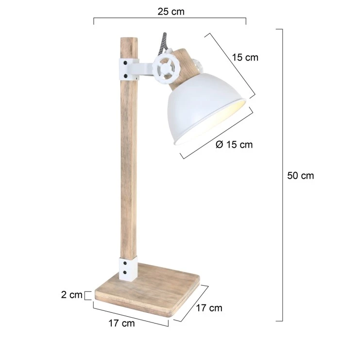 Steinhauer Gearwood Tischleuchte Weiß, Holz dunkel, 1-flammig 9 Steinhauer Gearwood Tischleuchte Weiß, Holz dunkel, 1-flammig – Bild 7