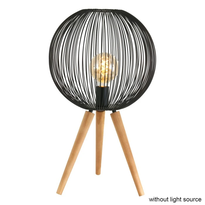 Steinhauer Spoetnik Tischleuchte Schwarz, Holz dunkel, 1-flammig 4 Steinhauer Spoetnik Tischleuchte Schwarz, Holz dunkel, 1-flammig – Bild 2