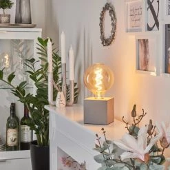 Hofstein Stettler Tischleuchte Grau, 1-flammig