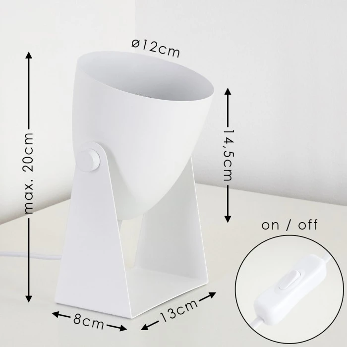 Hofstein Takeda Tischleuchte Weiß, 1-flammig 4 Hofstein Takeda Tischleuchte Weiß, 1-flammig – Bild 2