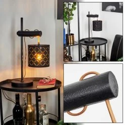 Hofstein Tallaboa Tischleuchte Schwarz, Braun, 1-flammig