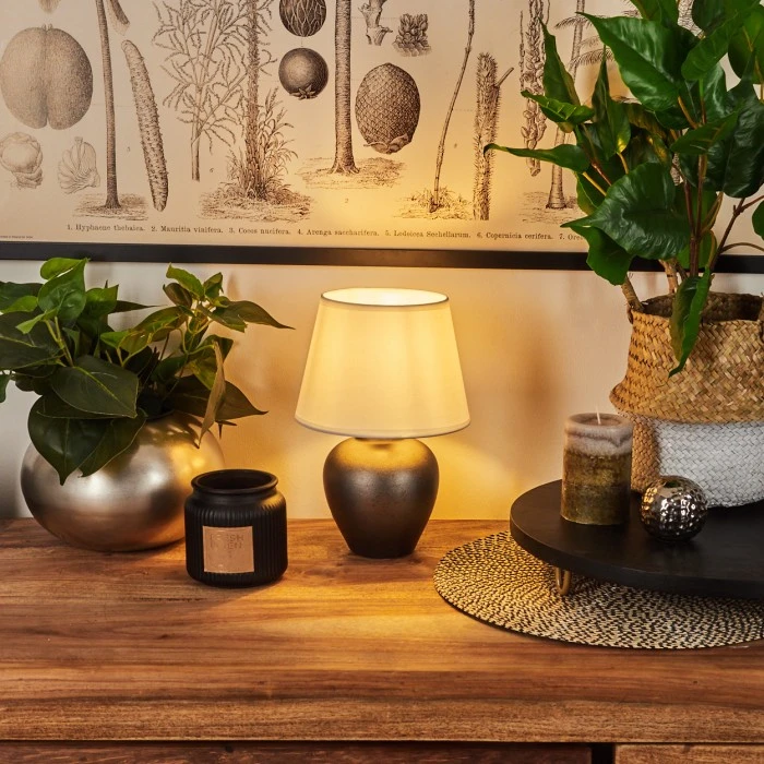 Hofstein Tapona Tischleuchte Nickel-Matt, Dunkelbraun, 1-flammig 9 Hofstein Tapona Tischleuchte Nickel-Matt, Dunkelbraun, 1-flammig – Bild 7