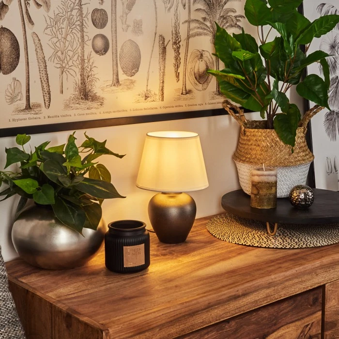 Hofstein Tapona Tischleuchte Nickel-Matt, Dunkelbraun, 1-flammig 11 Hofstein Tapona Tischleuchte Nickel-Matt, Dunkelbraun, 1-flammig – Bild 9