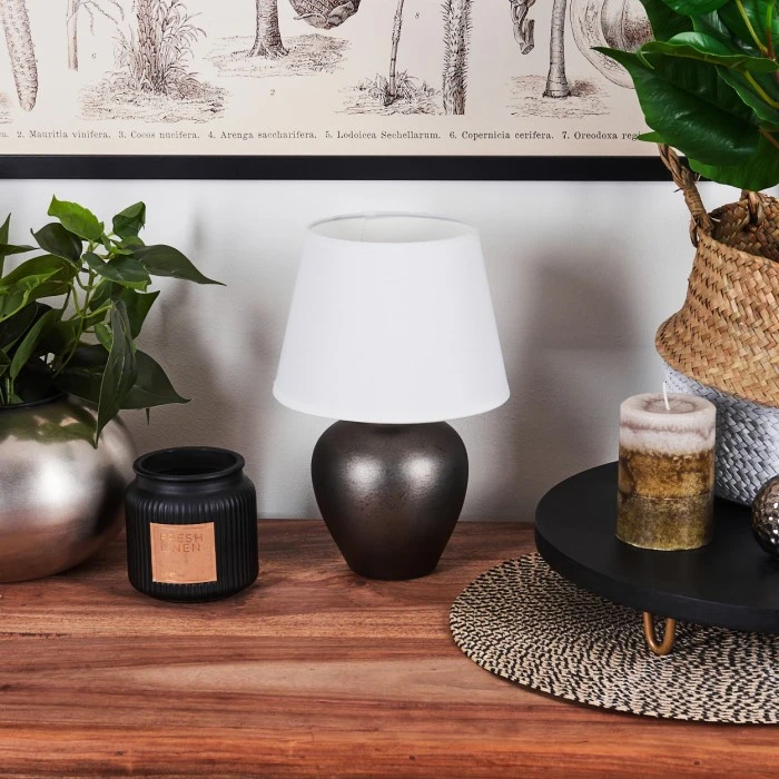 Hofstein Tapona Tischleuchte Nickel-Matt, Dunkelbraun, 1-flammig 12 Hofstein Tapona Tischleuchte Nickel-Matt, Dunkelbraun, 1-flammig – Bild 10