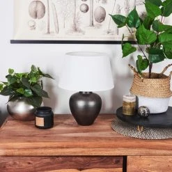 Hofstein Tapona Tischleuchte Nickel-Matt, Dunkelbraun, 1-flammig -Günstiges Tischlampen Geschäft tapona tischleuchte h3453469 10