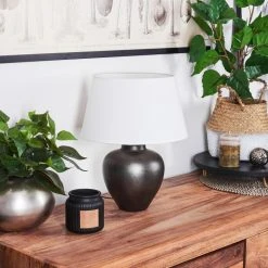 Hofstein Tapona Tischleuchte Nickel-Matt, Dunkelbraun, 1-flammig -Günstiges Tischlampen Geschäft tapona tischleuchte h3453469 9