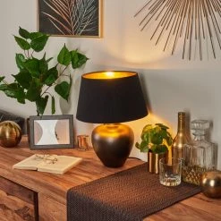 Hofstein Tapona Tischleuchte Anthrazit, 1-flammig