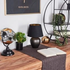 Hofstein Tapona Tischleuchte Nickel-Matt, Dunkelbraun, 1-flammig -Günstiges Tischlampen Geschäft tapona tischleuchte h3536773 2