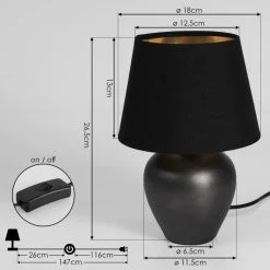 Hofstein Tapona Tischleuchte Nickel-Matt, Dunkelbraun, 1-flammig -Günstiges Tischlampen Geschäft tapona tischleuchte h3536773 4