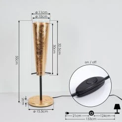 Hofstein Tegna Tischleuchte Schwarz, Gold, 1-flammig -Günstiges Tischlampen Geschäft tegna tischleuchte h3575420 3