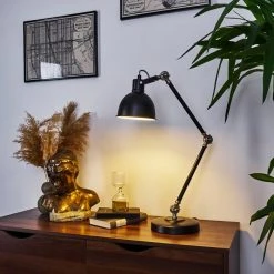 Hofstein Tilton Tischleuchte Nickel-Matt, Schwarz, 1-flammig -Günstiges Tischlampen Geschäft tilton tischleuchte h3412657 8