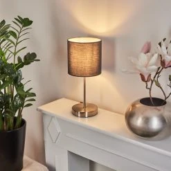 Hofstein Tise Tischleuchte Nickel-Matt, 1-flammig