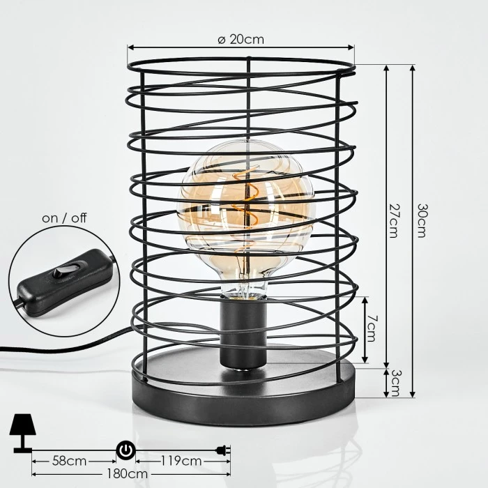 Hofstein Tobuna Tischleuchte Schwarz, 1-flammig 6 Hofstein Tobuna Tischleuchte Schwarz, 1-flammig – Bild 4