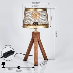 Hofstein Tomaca Tischleuchte Messing, Naturfarben, 1-flammig -Günstiges Tischlampen Geschäft tomaca tischleuchte h3575543 3
