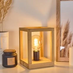 Hofstein Torreglia Tischleuchte Schwarz, Braun, 1-flammig