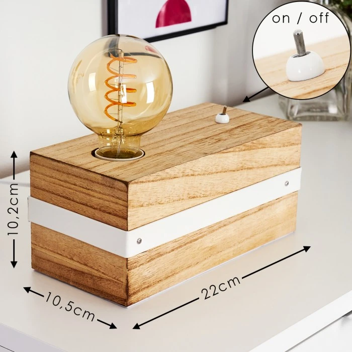 Hofstein Torrevieja Tischleuchte Weiß, Holz hell, 1-flammig 4 Hofstein Torrevieja Tischleuchte Weiß, Holz hell, 1-flammig – Bild 2