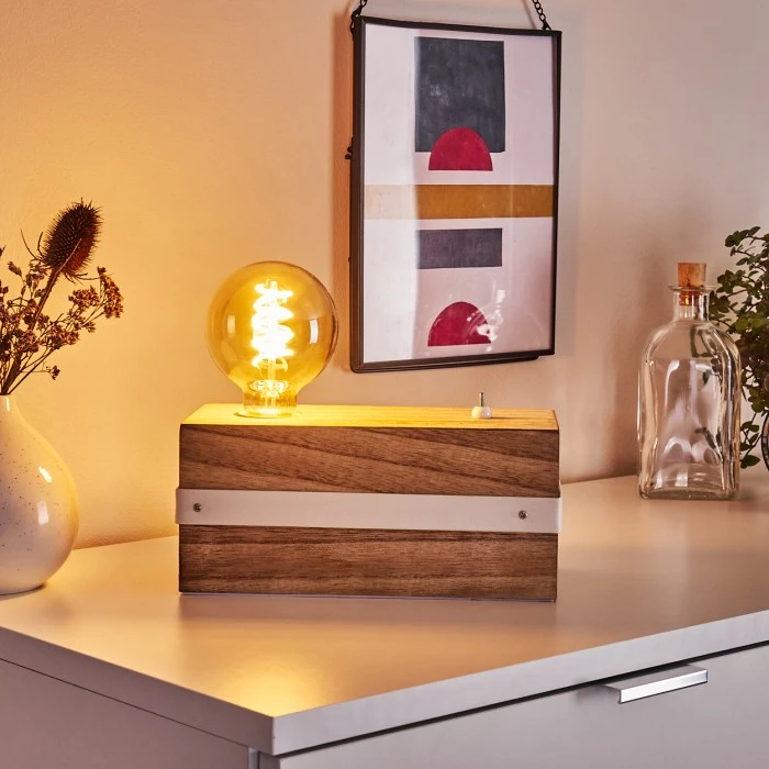 Hofstein Torrevieja Tischleuchte Weiß, Holz hell, 1-flammig 10 Hofstein Torrevieja Tischleuchte Weiß, Holz hell, 1-flammig – Bild 8