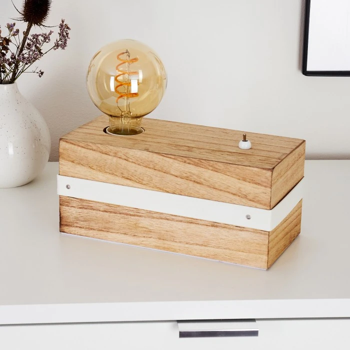 Hofstein Torrevieja Tischleuchte Weiß, Holz hell, 1-flammig 11 Hofstein Torrevieja Tischleuchte Weiß, Holz hell, 1-flammig – Bild 9