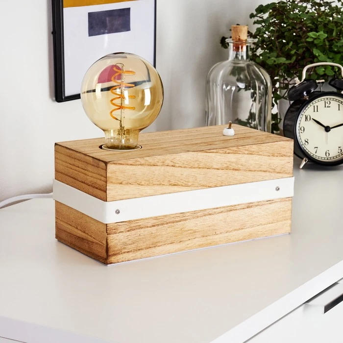 Hofstein Torrevieja Tischleuchte Weiß, Holz hell, 1-flammig 12 Hofstein Torrevieja Tischleuchte Weiß, Holz hell, 1-flammig – Bild 10