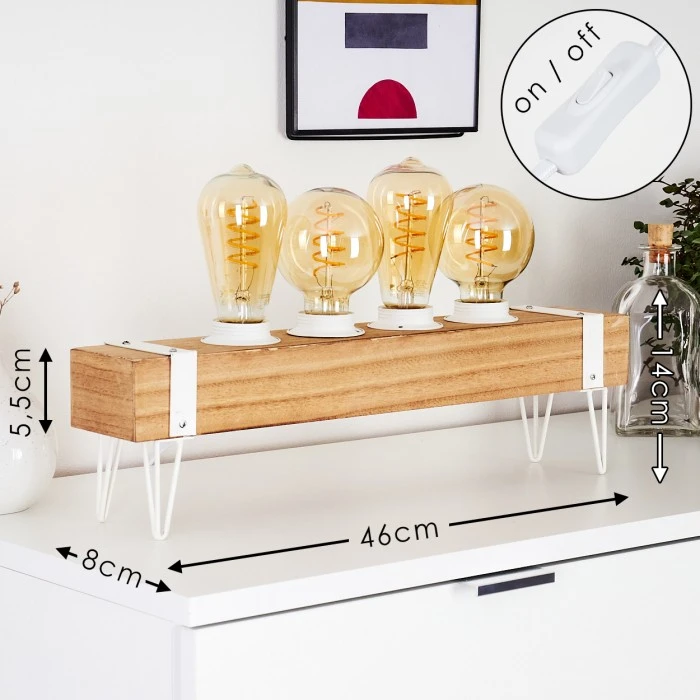 Hofstein Torrevieja Tischleuchte Weiß, Holz hell, 4-flammig 4 Hofstein Torrevieja Tischleuchte Weiß, Holz hell, 4-flammig – Bild 2
