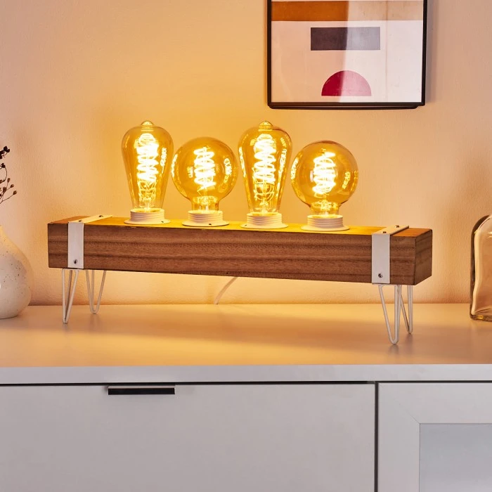 Hofstein Torrevieja Tischleuchte Weiß, Holz hell, 4-flammig 8 Hofstein Torrevieja Tischleuchte Weiß, Holz hell, 4-flammig – Bild 6