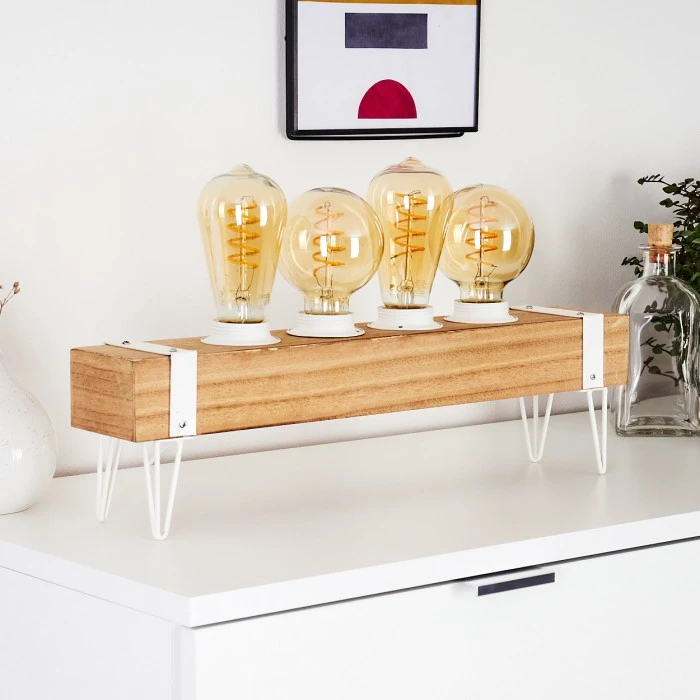 Hofstein Torrevieja Tischleuchte Weiß, Holz hell, 4-flammig 10 Hofstein Torrevieja Tischleuchte Weiß, Holz hell, 4-flammig – Bild 8