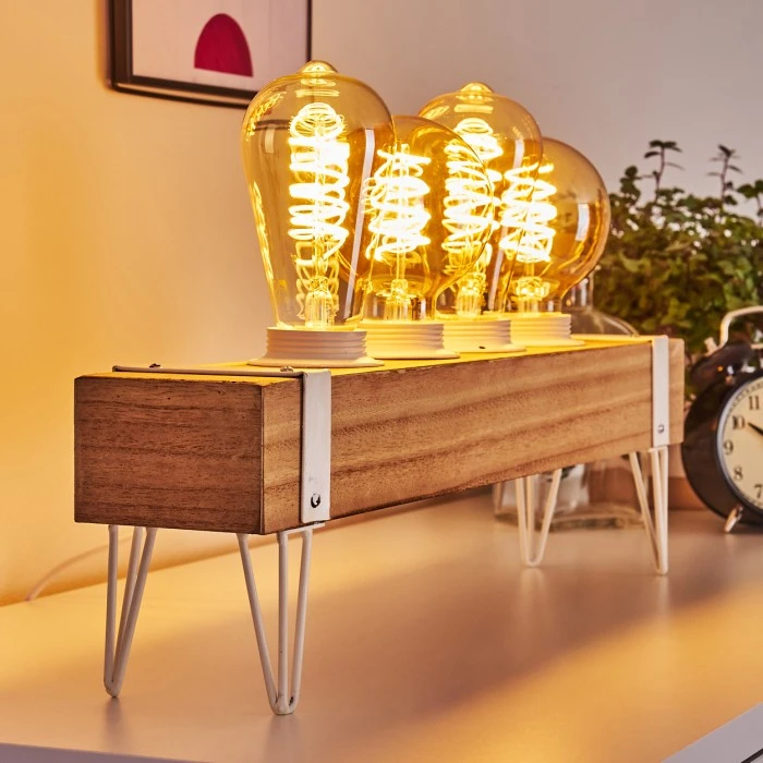 Hofstein Torrevieja Tischleuchte Weiß, Holz hell, 4-flammig 11 Hofstein Torrevieja Tischleuchte Weiß, Holz hell, 4-flammig – Bild 9