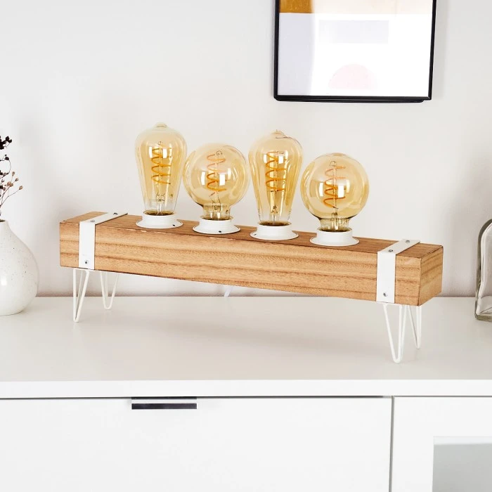 Hofstein Torrevieja Tischleuchte Weiß, Holz hell, 4-flammig 12 Hofstein Torrevieja Tischleuchte Weiß, Holz hell, 4-flammig – Bild 10