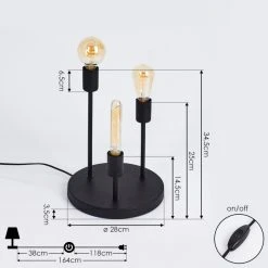 Hofstein Travesias Tischleuchte Schwarz, 3-flammig -Günstiges Tischlampen Geschäft travesias tischleuchte h3396872 3