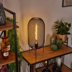 Hofstein Troujillo Tischleuchte Schwarz, 1-flammig