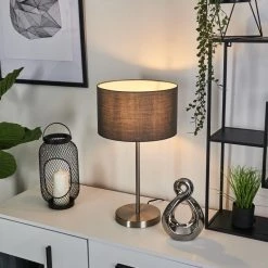 Hofstein Tveid Tischleuchte Nickel-Matt, 1-flammig