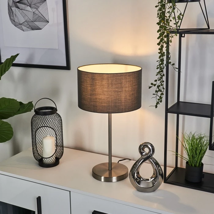 Hofstein Tveid Tischleuchte Nickel-Matt, 1-flammig 3 Hofstein Tveid Tischleuchte Nickel-Matt, 1-flammig