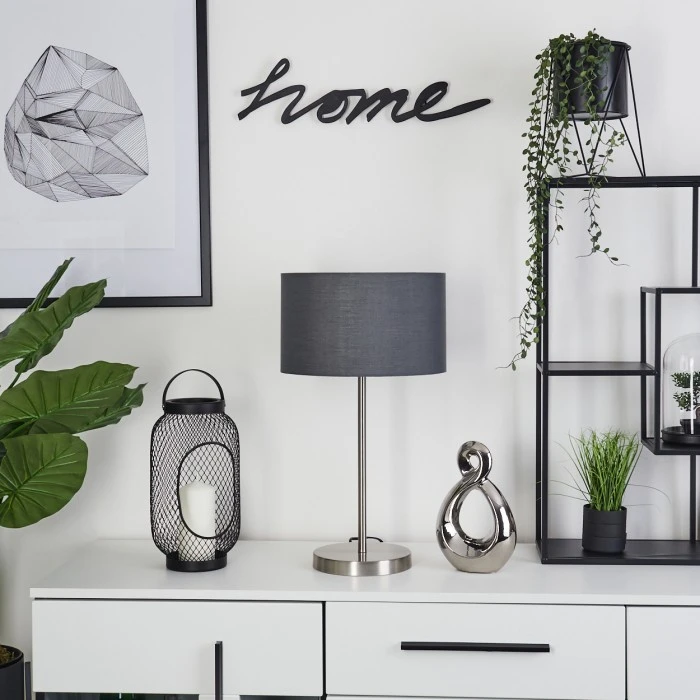 Hofstein Tveid Tischleuchte Nickel-Matt, 1-flammig 4 Hofstein Tveid Tischleuchte Nickel-Matt, 1-flammig – Bild 2