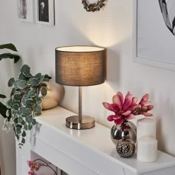 Hofstein Tveid Tischleuchte Nickel-Matt, 1-flammig