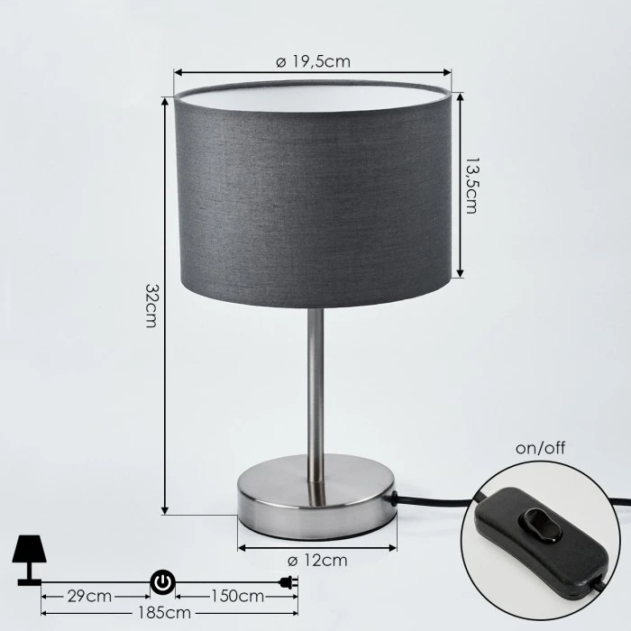 Hofstein Tveid Tischleuchte Nickel-Matt, 1-flammig 6 Hofstein Tveid Tischleuchte Nickel-Matt, 1-flammig – Bild 4