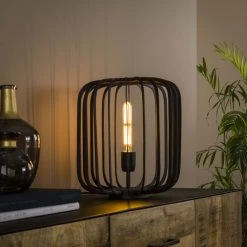 Hofstein Varvarco Tischleuchte Schwarz, Braun, 1-flammig