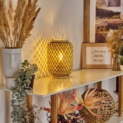 Hofstein Venus Tischleuchte Schwarz, Naturfarben, 1-flammig