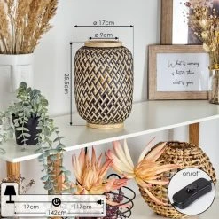 Hofstein Venus Tischleuchte Schwarz, Naturfarben, 1-flammig -Günstiges Tischlampen Geschäft venus tischleuchte h3577936 3