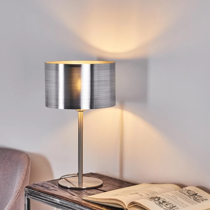 Hofstein Volos Tischleuchte Nickel-Matt, 1-flammig 7 Hofstein Volos Tischleuchte Nickel-Matt, 1-flammig – Bild 5