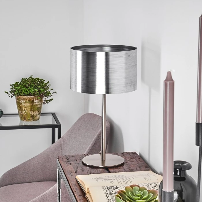 Hofstein Volos Tischleuchte Nickel-Matt, 1-flammig 11 Hofstein Volos Tischleuchte Nickel-Matt, 1-flammig – Bild 9