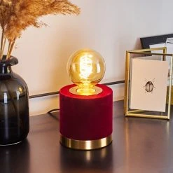 Hofstein Weruga Tischleuchte Rot, Messing, 1-flammig