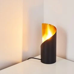 Hofstein Yahuma Tischleuchte Schwarz-Gold, 1-flammig -Günstiges Tischlampen Geschäft yahuma tischleuchte h3160145 do1 6