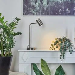 Hofstein Zuoz Tischleuchte Nickel-Matt, Chrom, 1-flammig